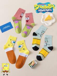 SpongeBob SquarePants 6/3/1 Pair SquarePants Men's Socks, Funny Cartoon Mid-Calf Socks, Winter - Multicolor - View 6
