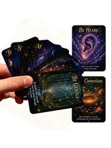 1PC 50 Starry Sky Healing Energy Cards English Mind Guide Cards - Multicolor - View 3