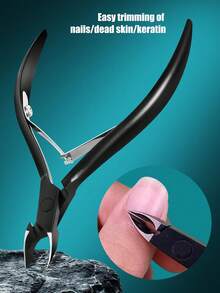 1/2 Inch Black Cuticle Nippers - Professional Stainless Steel Cuticle Nippers, Nail Cuticle Removal Tool, 5mm Jaw - Multicolor - View 2