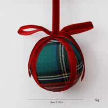1pc 3.14 Inch Plaid Christmas Ball Ornament With Velvet Bow Ribbon, Suitable For Decorating Christmas Tree, Wreath, Garland And Fireplace Mantel, Also As Tabletop Decor, Perfect For Winter, New Year And Christmas Home Decoration - Multicolor - View 15