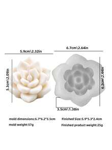 3D Succulent Flower Aromatherapy Candle Silicone Mold, 3 Sizes Available, Succulent Decorative Design - Suitable For Resin Casting, Candle Making And Clay Crafts, DIY Wax Art, Resin Crafts And Holiday Decor - Succulent Flower Mold - View 8