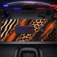 1pc Luxury Animal Print Patchwork Desk Mat, Multi-Purpose Vanity Table Protector, Nail Art Mat, Large Desktop Mouse Pad For Women Bedroom & Gaming Desk, S/M/L/XL - View 3