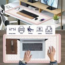 Extra Large Leather Mouse Pad, Vintage Peony Print Desk Mat, Non Slip, Waterproof, Stain Resistant, Wear-Resistant Desktop Protection Pad, Student Computer Table PU Mat, Office Desk Pad For Office Gaming Laptop Keyboard Decor - View 7