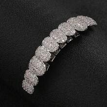 Hip Hop Grillz Teeth Jewelry Rhinestone Decorated Gold Silver Electroplated Brass Party Accessory - Multicolor - View 10