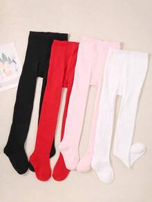 3/6pcs Random Style Vertical Striped Leggings, Tights, Boys/Girls, Solid Color Cable Knit Leggings, Neutral, Earthy, Maillard Color Palette, Dirt-Resistant, Versatile For Daily Wear, 0-12 Years Old, Autumn/Winter Style, Suitable For Daily Outings In Autumn/Winter, Warm, Comfortable, Soft - Multicolor - View 11