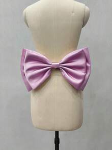 1pc 37cm Black Satin Back Bow Decor Waist Decoration Halloween Valentine's Day - Black - View 36