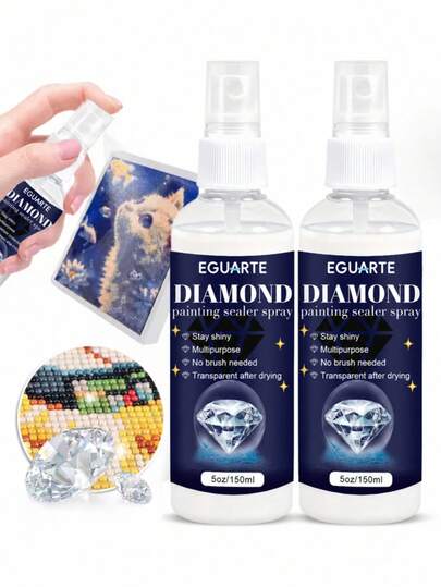 300ml/150ml Upgraded Diamond Painting Sealer Spray - 30 Minutes Quick Dry Diamond Art Sealer Glue, Keep Diamond Art Fixed And Shiny, Diamond Art Accessories And Tools, Easy To Use, No Brush Needed.