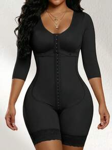 1pc Women's High Compression Shapewear, Colombian Jumpsuit, Tummy Control Shaping Pants, Flat Belly Waist Trainer, Abdominal Control Shapewear - Black - View 8