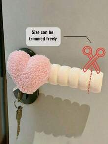 2PCS/1PC Heart-Shaped Door Handle Anti-Static Cover, Ins Style Door Decor, Anti-Scratch Anti-Collision, Cute Pink Heart-Shaped Door Stopper Cover, Soft Material, Oval Design, Suitable For Valentine's Day And Wedding Decoration, Home Decor - Multicolor - View 2