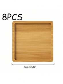 8pcs Wooden Coaster Set Handmade Blank Pads Succulent Plant Tray Set - Wooden Heat-Resistant Non-Slip Coasters, Mosaic Tile Base, Suitable For Coffee Table, Teacup, Vase Base, Multi-Functional Decoration, Kitchen, Placemat - Multicolor - View 2