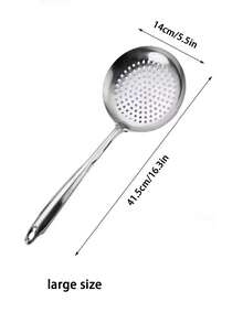 1/2pcs Stainless Steel Hollow Handle Large Mesh Strainer Skimmer Spoon, Oil Filter, Hot Pot Spoon, Noodle & Dumpling Ladle, Restaurant & Home Cooking Utensil - Silver - View 5