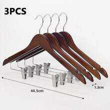 Wooden Hanger Set With Adjustable Metal Clips, 360° Rotating Hook, Non-Slip Shoulder Grooves, Suitable For Jackets, Suits, Coats, Pants And Skirts, Bedroom Closet Storage, Winter Storage - Multicolor - View 13