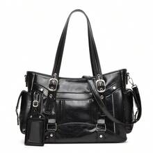 Women Retro Hardware‑Decorated Top‑Handle Handbag, Detachable Crossbody Strap Casual Multi‑Pocket Shoulder Bag - Multi-color - View 8
