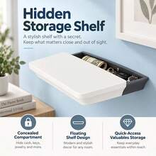 1pc White Floating Shelf, Bedroom/Wall/Entryway Storage Rack With Hidden Drawer, Wall-Mounted Hidden Compartment, Living Room Display Shelf, Plastic Frame, Suitable For Bedroom, Living Room, Office, Space-Saving Hidden Drawer, Autumn Home Decor/Rental Essential Storage Item, Christmas, New Year, Housewarming Gift Best Choice - Multicolor - View 7