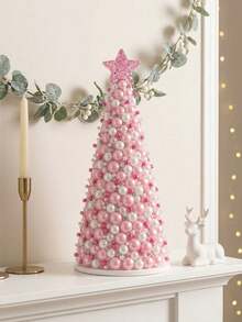 1 Set DIY Beaded Christmas Tree Craft Kit, 5 Color Options, Pearl-Effect Beads, Rhinestone Accents & Glitter Star Topper, Christmas Home Decor, Handmade Tabletop Centerpiece For Shelf & Mantel Display, Festive Party Decoration & Holiday Gifts - DIY Bead Christmas Tree - View 9