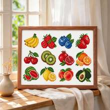 طقم تطريز الفاكهة الطازجة 11CT خيط 3-خيوط 52x36 سم [20.5x14.2 بوصة] نمط مطبوع قطع مجاني DIY تخفيف الضغط حرفة يدوية - متعدد الألوان - مشاهدة 2
