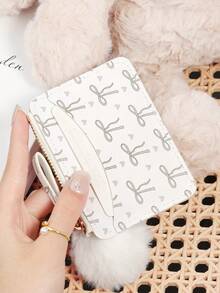 Fashionable Bow Printed Zipper Card Bag, Adorned With A Delicate Pom-Pom, Large Capacity Credit Card Package, Suitable For Outdoor Use - Hot Pink - View 17
