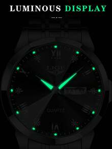 LIGE Fashion Casual Light Luxury Women's Watch Waterproof Luminous Quartz Watch Calendar Dial Watch - Silver - View 7