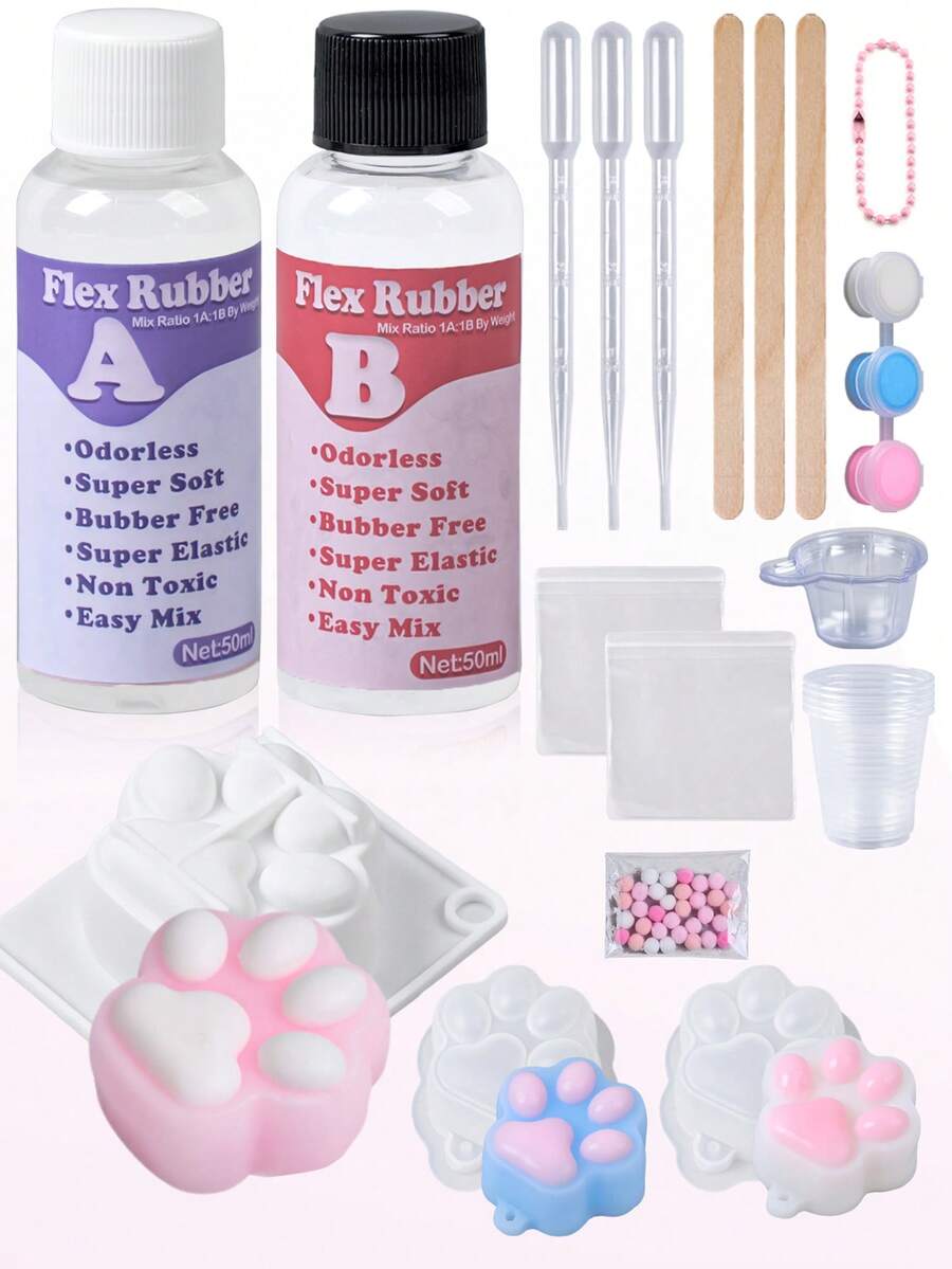 Taba DIY Kit, DIY Jewelry Making Set, 1:1 AB Liquid Silicone With 3 Molds, Create Ultra-Soft Gel Handmade DIY Kit, Birthday Holiday Gift Party Favor, Suitable For Hobbyists DIY Craft, Ideal Choice For Beginners