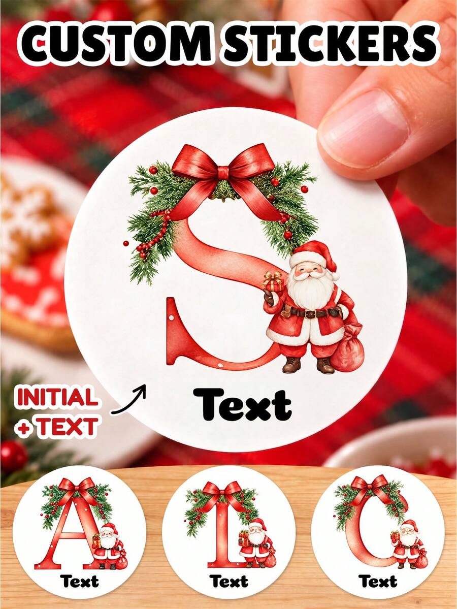 1/30/60/120pcs Christmas Round Stickers - Supports Personalized Custom Text, Blessings And Exclusive Text, Simple Round Layout Combined With Christmas Theme Design, Can Choose Exclusive Content According To Different Gifts, Suitable For Sticking On Gift Boxes, Gift Bags, Wrapping Paper, Greeting Cards, Envelopes And Handmade Packaging, Making Ordinary Gift Packaging Present A More Exquisite Christmas Ritual Feeling, Suitable For Couples, Family, Friends And Colleagues, Suitable For Christmas, Parties, Anniversaries - Multicolor 1 - View 1