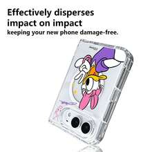Miniso Disney Daisy Duck Phone Case Cute Cartoon Creative Women's Style For IPhone Duo, IPhone 18 Foldable Screen Protective Cover, Transparent Acrylic Magnetic Support Wireless Charging Hard Shell, Simple Personalized Sweet - Clear - View 6