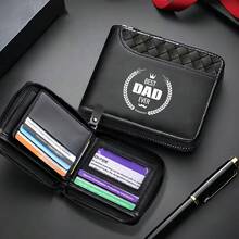 1pc Large Capacity Fashion "Best Dad" Letter Print Zipper Men's Wallet, With Multiple Card Slots And Zipper Closure Design, Suitable For Storing Cash, Keys, ID Cards And Driver's Licenses - Perfect For Daily Commute And Gifts - Multicolor - View 2