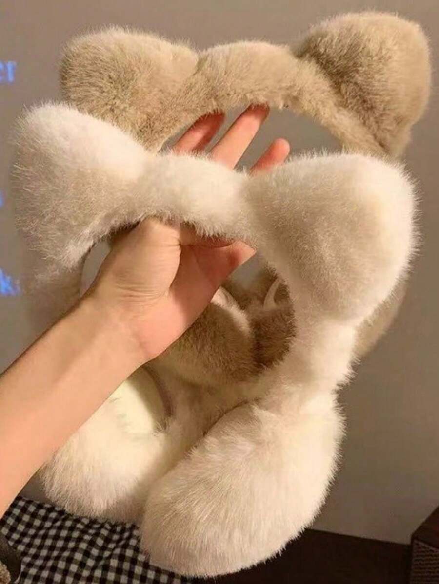 1pc Cute Cat Ear Faux Fur Foldable Earmuffs, Women's Windproof Warm Winter Ear Covers, Outdoor Cycling Daily Cold Weather Accessories - Multicolor - View 1
