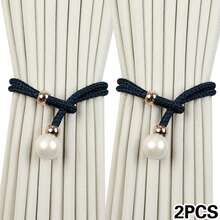 2pcs Curtain Tie Backs With Large Pearl Decor, Luxury Storage Rope Tie Bundling Strap, Curtain Buckle Ring Tie Rope - Multicolor - View 6