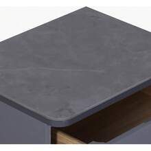 Mesa de Noche Blanca con Cubierta de Cerámica, Buró Moderno de 2 Cajones con Tiradores Negros Decorativos Curvos y Patas de Madera Negra, Diseño Minimalista Japonés para Recámara y Dormitorio, 50 * 50 * 40 cm - Gris - Ver 9