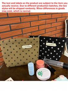 1pc Cute Polka Dot Pattern Cosmetic Pouch, Autumn Winter Storage Zipper Closure Makeup Bag, Spacious Interior Travel Toiletry Organizer Bag, Portable Soft Storage Pouch For Cosmetics, Skincare, Daily Small Personal Items, Christmas Gifts - Multicolor - View 11