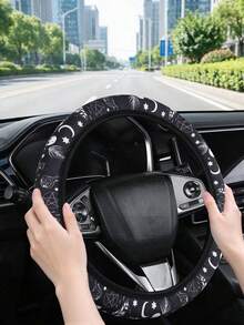 1PC Ice Silk Skull Cartoon Print Steering Wheel Cover, Universal All-Season Car Accessory - Multicolor - View 2