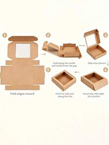 5/20/30/50pcs Foldable Paper Boxes With Transparent Window, Jewelry Gift Packaging Boxes, Suitable For Holiday Gifts, Party Favors, Accessories, Wedding Favors, Christmas Gifts, Halloween Decorations - Multicolor - View 6