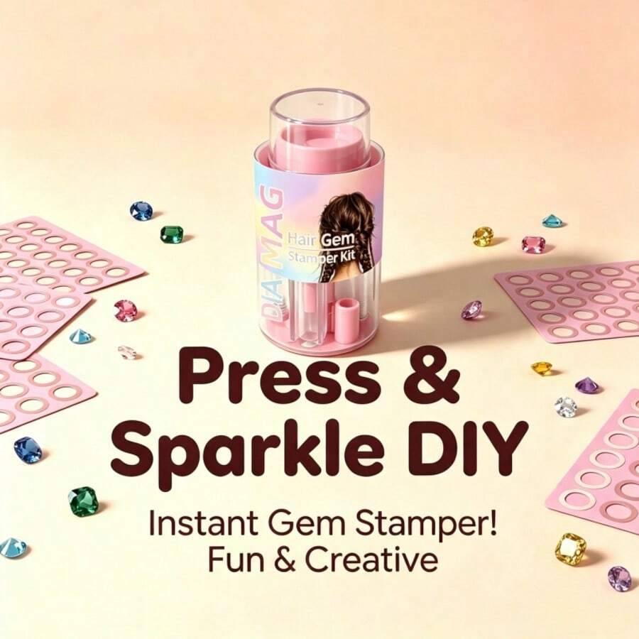 scbestuygo DIY Press-On Rhinestone Stamp Set, Multi-Color 3D Sparkling Gem Accessories, No Glue Needed, One-Press Application To Hair, Also For Decorating Notebooks And Greeting Cards, Fun Craft For Personalized Shiny Looks, Birthday Gift For Girls, Graduation Gift