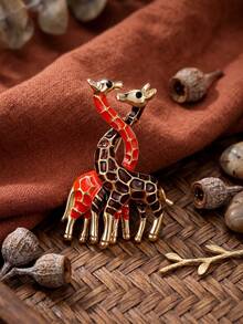 Enamel Giraffe Brooches For Women Animal Pins Casual Accessories Gifts - Giraffe - View 14