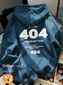 كنزة صوفية نسائية، طباعة 404 HUMAN NOT FOUND، Y2K، خريف/شتاء - أزرق بقري - مشاهدة 1