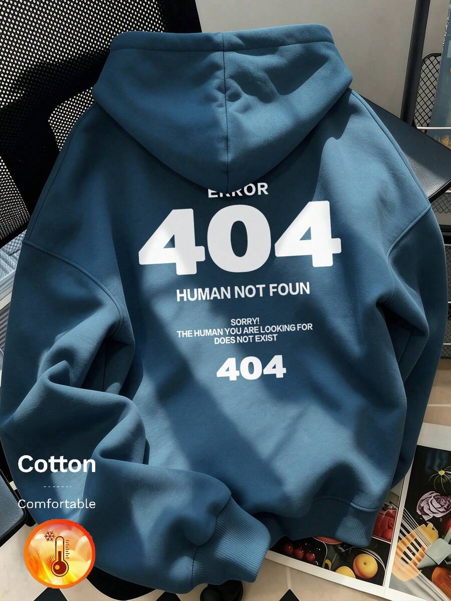 كنزة صوفية نسائية، طباعة 404 HUMAN NOT FOUND، Y2K، خريف/شتاء - أزرق بقري - مشاهدة 1