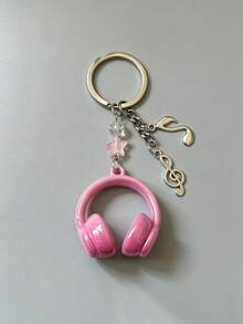 Pink Earphone Keychain Cute Style Star & Music Note Bag Charm Exquisite Bag Pendant Girl Accessory - Multicolor - View 1