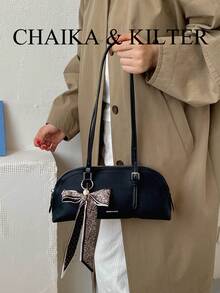 1pc Bowling Ball PU Fabric Shoulder Bag With Buckle, Suitable For Commuting, Shopping, Etc. (With Pendant) - Black - View 9