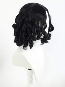 Black Short Curly Bob Wig For Women, Vintage Loose Wave Shoulder Length Synthetic Wig With Side Part, Natural Looking Retro Curly Wig For Daily Party Cosplay Wear - Black - View 6