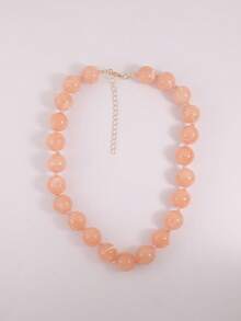 1pc Bohemian Style Round Geometric Plastic Acrylic Beaded Rope Knotted Necklace, Handmade Jewelry Gift For Women, Everyday Wear - Multicolor - View 73