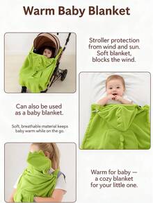 1pc Baby Cape Blanket, Soft Fleece Stroller Blanket, Multi-Functional Front-Back Coat - Suitable For Home And Outdoor Use, Cold-Proof Blanket, Perfect Baby Shower Gift For Baby. - Baby Shawl - View 6