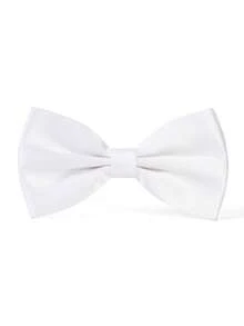 1PC Men's Solid Color Double Layer Polyester Bowknot, Wedding Groom Groomsman Host Server Bowknot - White - View 9