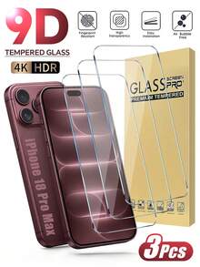 3 Packs Tempered Glass Screen Protector Compatible With Iphone 18 Pro Max – Drop-Resistant, Scratch-Resistant, Durable, Full-Screen Coverage; Compatible With IPhone 18 Pro, 17 Pro Max, 17, 17 Pro, 16 Pro Max, 16, 16 Plus, 15 Pro Max, 15, 14, 13, 12, And 11 Pro Max. Material: Tempered Glass. - Clear - View 8