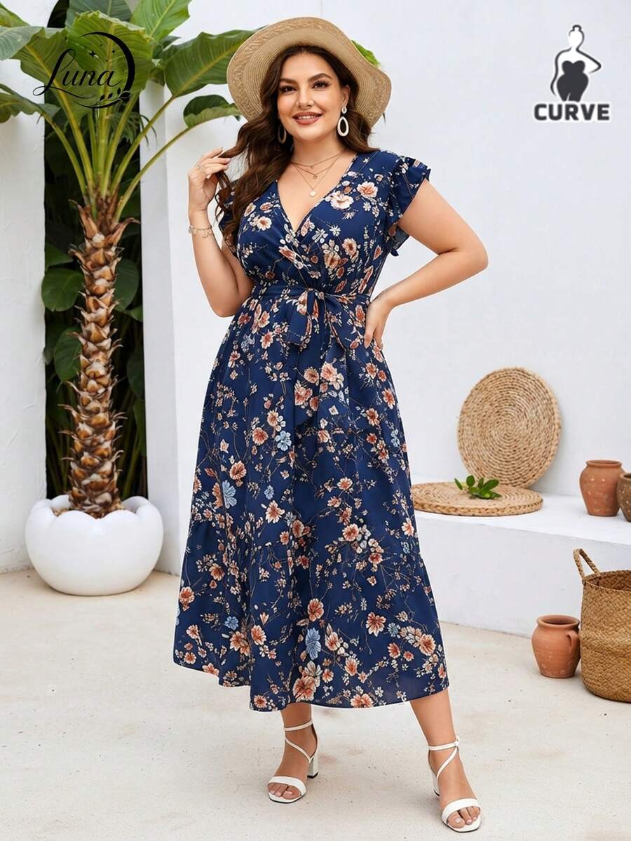 Plus Size Dresses - Blue - View 1
