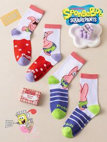 SpongeBob SquarePants 4/2/1 زوج جوارب رجالية SquarePants، جوارب كرتونية مضحكة متوسطة الطول، سميكة للخريف/الشتاء - متعدد الألوان - مشاهدة 6