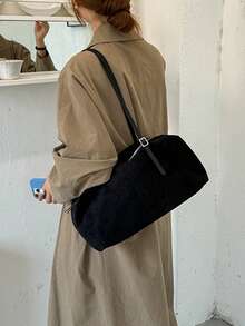 超級火紅尼龍托特包女款 2026新款輕量大容量通勤包 手提包 肩背包腋下包 無吊飾 - 黑色 - 查看 4
