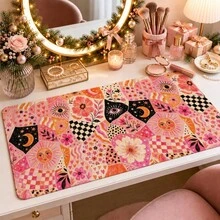 1pc Vintage Celestial Floral Checkered Desk Mat, Multi-Purpose Vanity Table Protector, Nail Art Mat, Large Desktop Mouse Pad For Women Bedroom & Office, S/M/L/XL - View 21