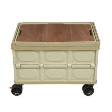 Portable Large Capacity Rolling Cart, Foldable Organizer Box For Outdoor,Store,Camping,Picnicking,Kitchen - Khaki - View 6
