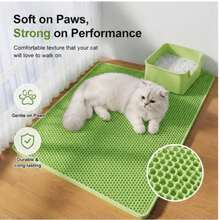 1pc Thick Double Layer Cat Litter Mat Filter Design Anti Tracking Litter Scattering Urine Proof Washable Anti Slip Anti Spill Sand Trap Pad Easy Clean Relieve Mess For Indoor Kitten Adult Cats Daily Pet Litter Box Supply - Green - View 5