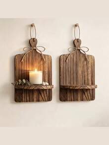 Rustic Floating Shelf Farmhouse Wall Rack Cutting Board Wooden Wall Shelf Distressed Farmhouse Wall Decor, Suitable For Living Room, Bathroom, Bedroom - Multicolor - View 7